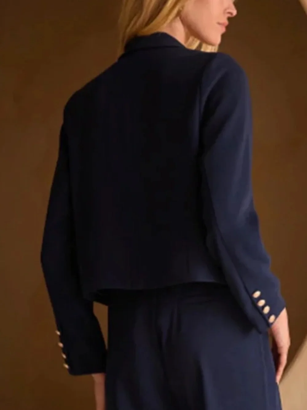 Skies are Blue Cropped Navy Blazer sz M - Picture 3 of 9